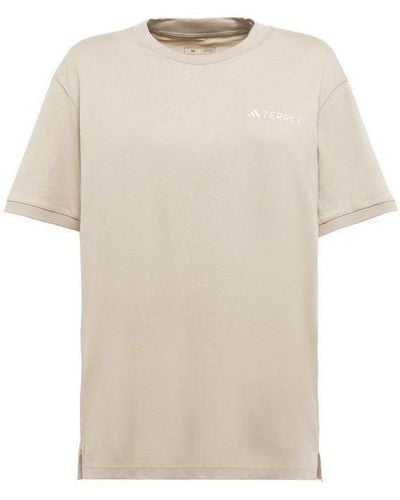 adidas Terrex Xploric Logo Embroidered Short Sleeved T-shirt - Natural