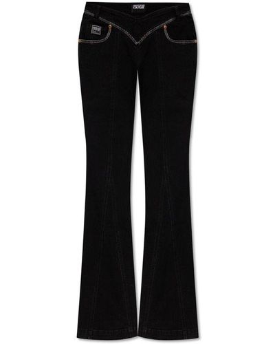 Versace Logo Patch Flared Jeans - Black