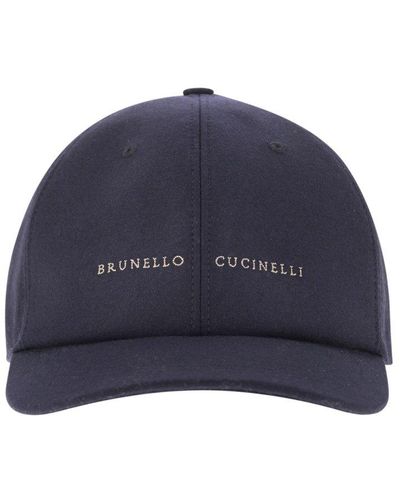 Brunello Cucinelli Cashmere And Silk Baseball Cap With Embroidery - Blue
