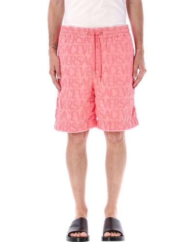 Versace Allover Towel Shorts - Pink