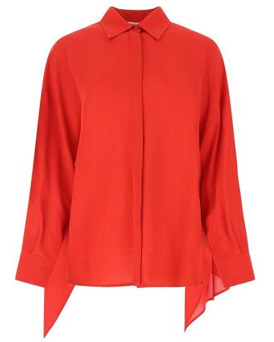 Valentino High-low Back Long-sleeved Shirt - Red