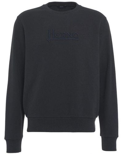 Herno Logo-embroidered Long-sleeved Crewneck Sweater - Blue