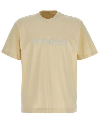 Sunnei Logo Printed Crewneck T-shirt - Natural