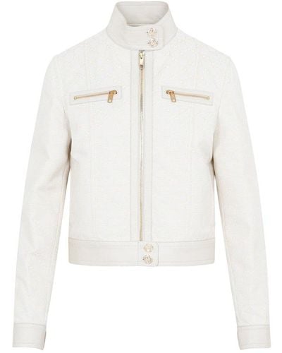 Gucci Highneck Leather Jacket - White