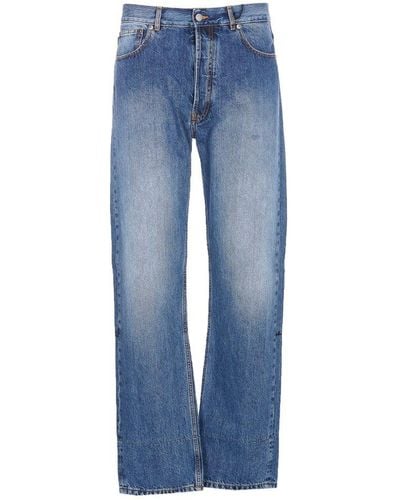 Nick Fouquet Motif Embroidered Distressed Jeans - Blue