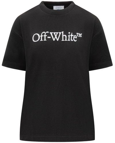 Off-White c/o Virgil Abloh Bookish Crewneck Straight Hem T-shirt - Black