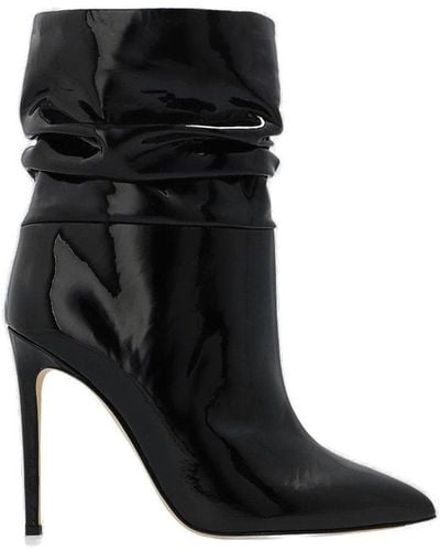 Paris Texas Slouchy Detailed Pointed Toe Boots - Black