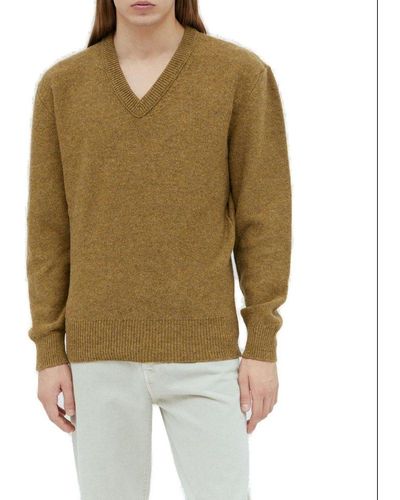 Lemaire V-neck Knitted Sweater - Brown