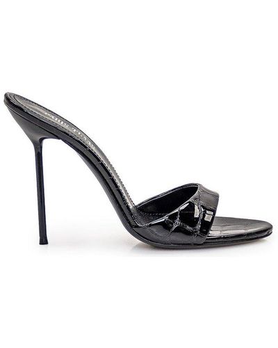 Paris Texas Lidia Embossed High Stiletto Heel Sandals - Black