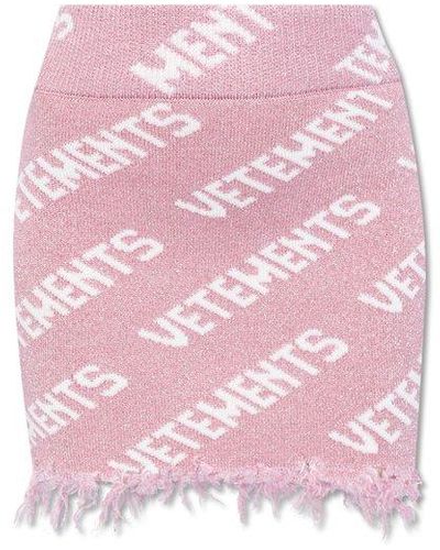 Vetements Skirt With Logo, - Pink