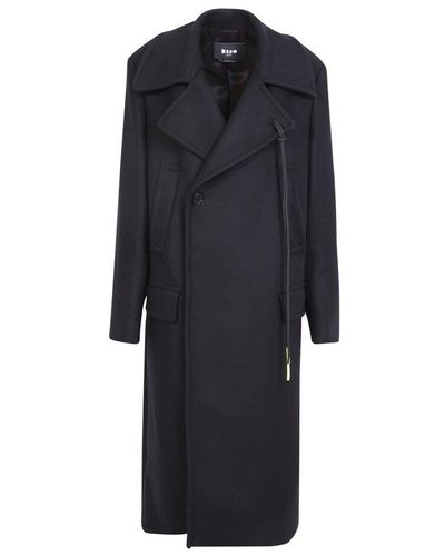 MSGM Single-breasted Long-sleeved Coat - Blue