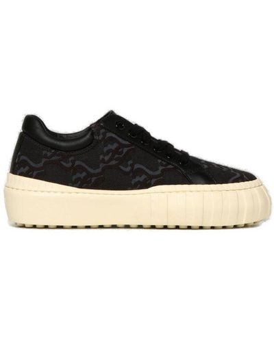 Fendi Ff Karligraphy Lace-up Sneakers - Black