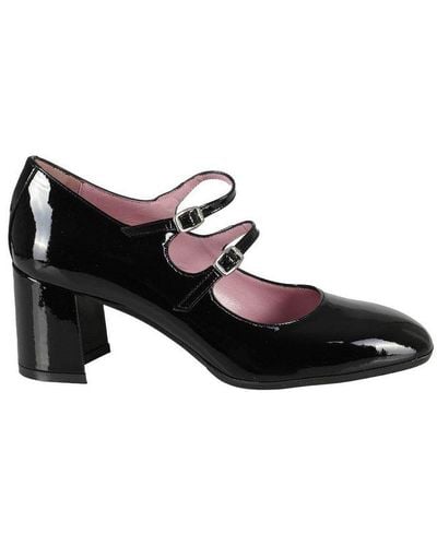 CAREL PARIS Paris Double-strap Mid-heeled Buckled Court Shoes - Black