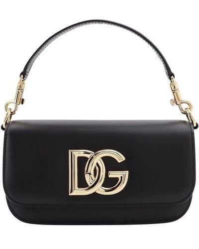 Dolce & Gabbana 3.5 Logo Plaque Small Shoulder Bag - Black