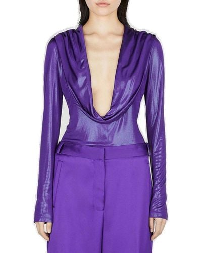 Versace Hooded Metallic Bodysuit - Purple