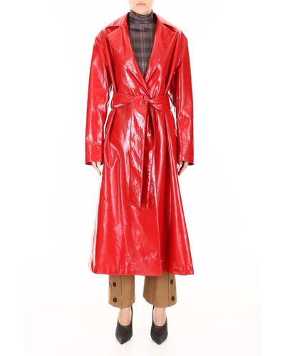 MSGM Vinyl Trench Coat - Red