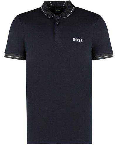 BOSS Mesh Logo Slim-fit Polo Shirt - Black