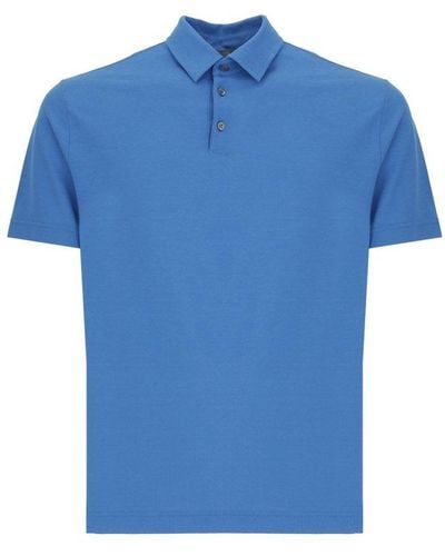 Zanone Short-sleeved Straight-hem Polo Shirt - Blue