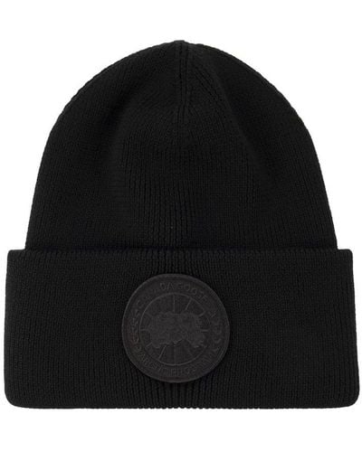 Canada Goose Ribbed-rimmed Hat With Arctic Disk - Black
