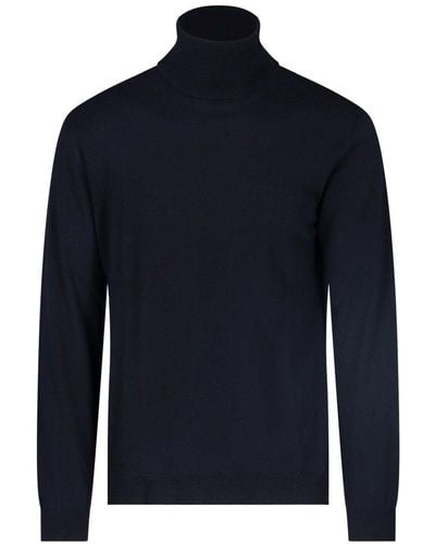 Zanone Roll-neck Straight Hem Sweater - Blue