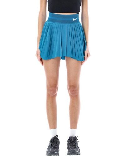 Nike Logo Detailed Pleated Tennis Skirt - Blue