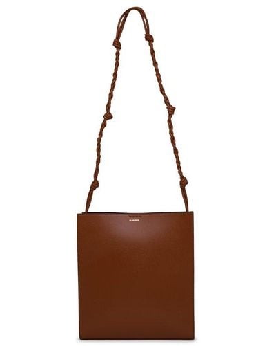 Jil Sander Medium Tangle Bag In Brown Leather