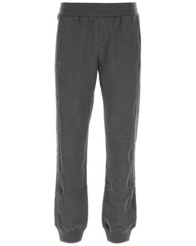 Versace Logo-embroidered Tapered-leg Track Trousers - Grey