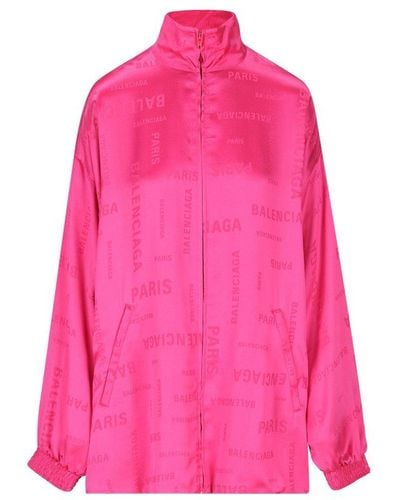 Balenciaga Allover Logo Zipped Sweatshirt - Pink