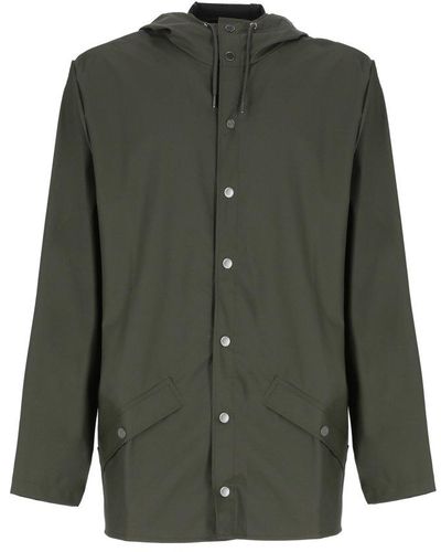 Rains Drawstring Hooded Jacket - Green