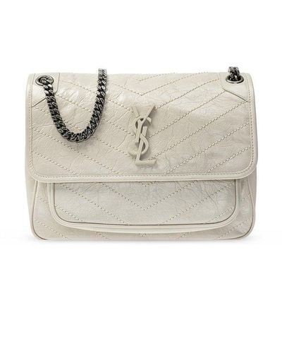 Saint Laurent Ivory Leather Medium Niki Shoulder Bag - White