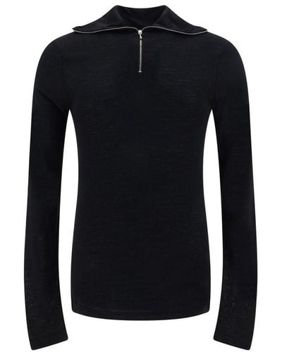 Jil Sander + Zip Detailed Long-sleeved Sweatshirt - Blue