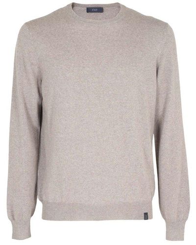 Fay Crewneck Straight Hem Sweater - Gray