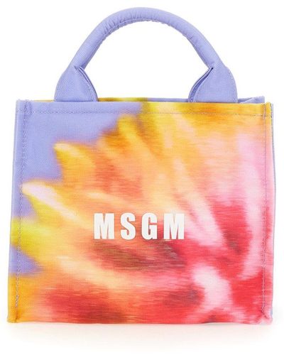 MSGM Floral Printed Small Tote Bag - Pink