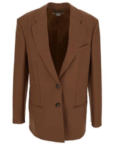 Stella McCartney Jacket In Tobacco With Notched Lapels - Brown