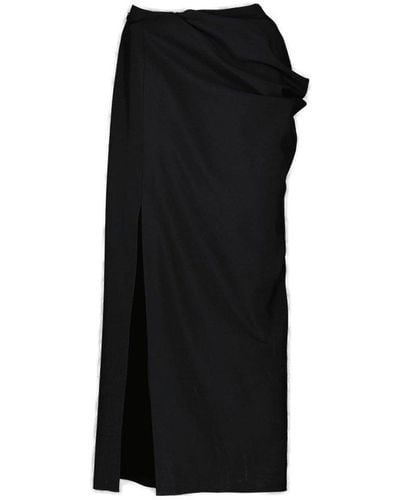 Alexander McQueen High-waisted Asymmetric Maxi Skirt - Black