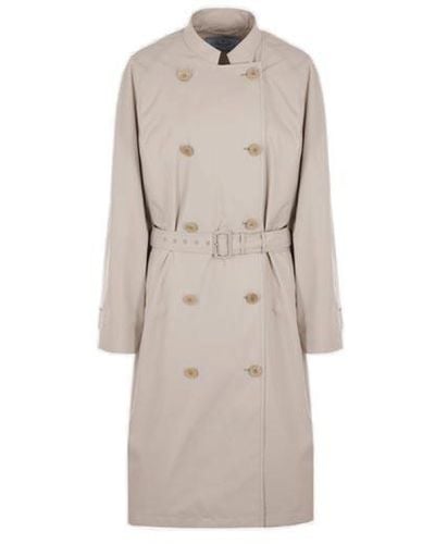 Prada Double-breasted Belted Trench Coat - Natural