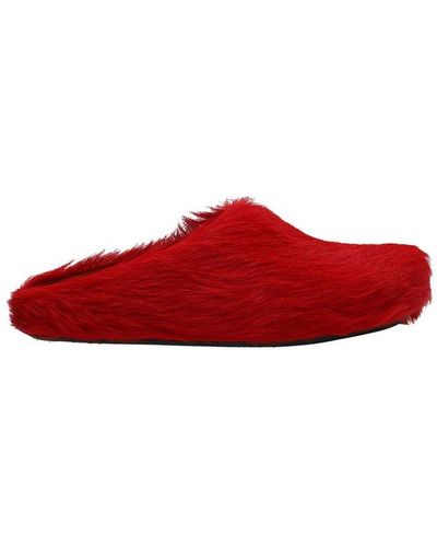 Marni Round Toe Slip-on Slippers - Red
