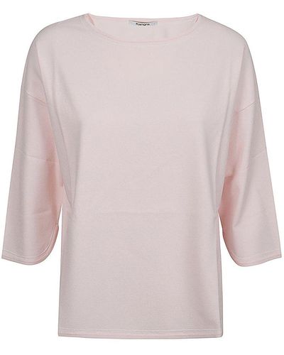 Kangra Rounded Shaved Boat Neck T-shirt - Pink