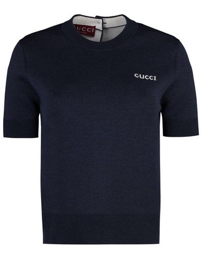 Gucci GG Intarsia Knit Top - Blue