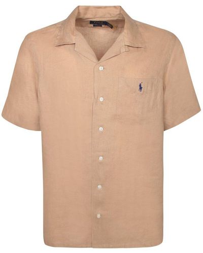 Polo Ralph Lauren Polo-pony-embroidered Buttoned Shirt - Natural