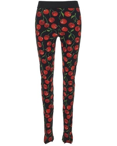 Dolce & Gabbana Cherry Printed High-waist Leggings - Red