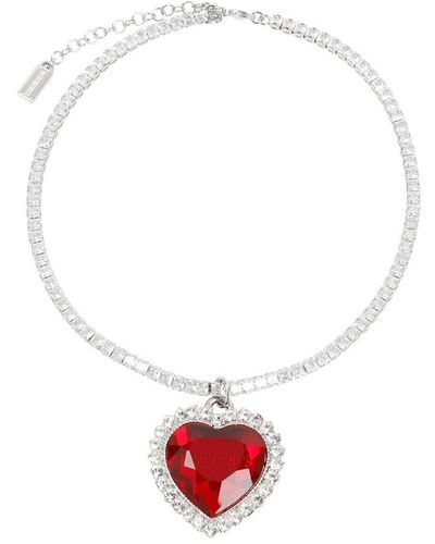 Vetements Crystal Heart Necklace Jewelry - Red