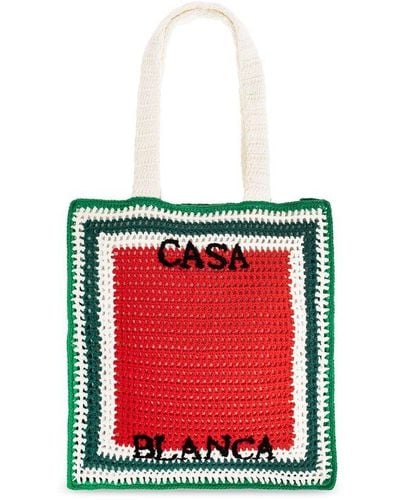 Casablancabrand Atlantis Crochet Top Handle Bag - Red