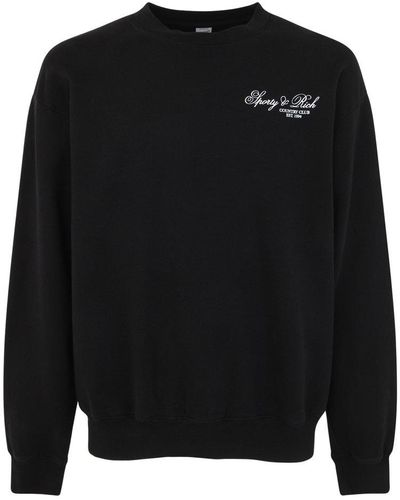 Sporty & Rich Villa Logo Printed Sweatshirt - Black