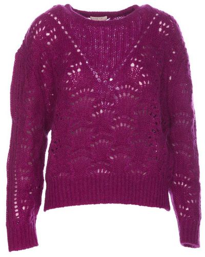 Louise Misha Kaysa V Openwork Yoke Detailed Sweater - Purple