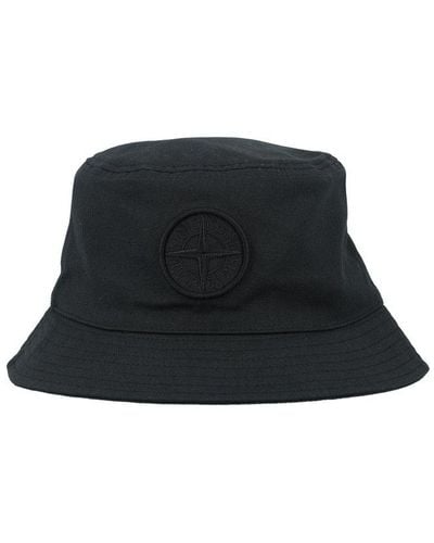 Stone Island Logo Bucket Hat - Black