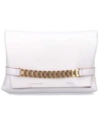 Victoria Beckham Chain-detailed Foldover Top Shoulder Bag - White