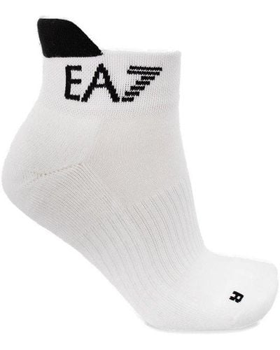 EA7 Socks With Logo, - White