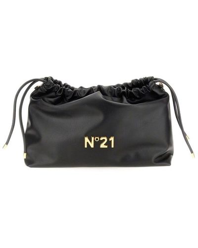 N°21 No21 Eva Logo-plaque Drawstring Clutch Bag - Black
