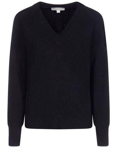 MICHAEL Michael Kors V-neck Ribbed Sweater - Black